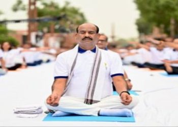 Om Birla Performs Yoga at Parliament House, New Delhi