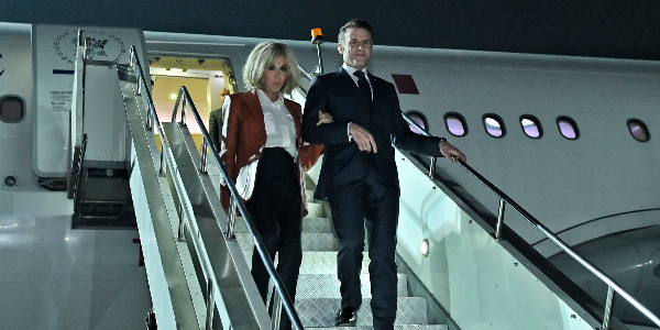 French President Macron Arrives in India