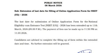 NTA extends NEET-UG 2026 application deadline to March 11