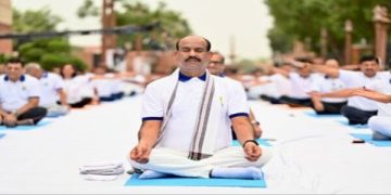 Om Birla Performs Yoga at Parliament House, New Delhi