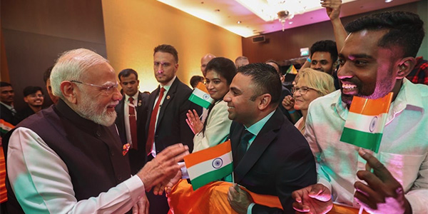 Indian diaspora accords  warm welcome to PM Modi upon his arrival in Slovakia