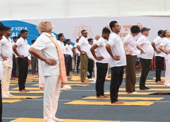 PM Modi leads the national observance of the 12th International Day of Yoga from Red Road in Kolkata, West Bengal