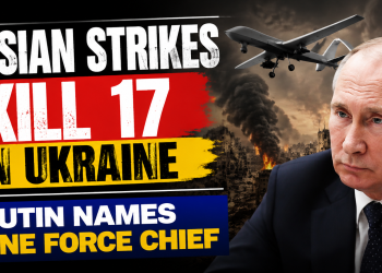 Russian strikes kill 17 in Ukraine; Putin names drone force chief