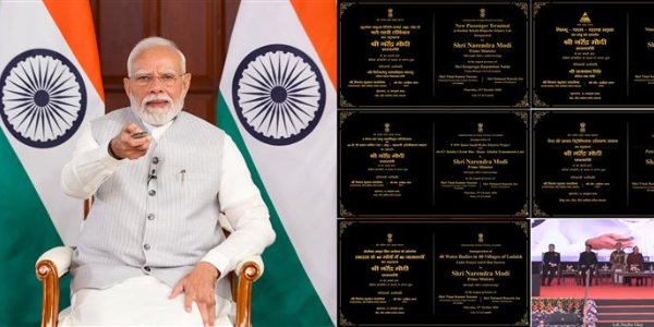 PM Modi inaugurates five development projects worth ₹3,350 crore in Ladakh